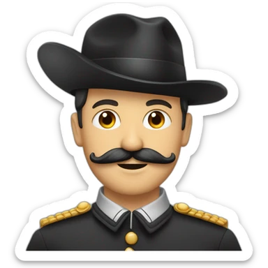 Homme avec des cheveux noirs plaqué sur le côté avec un uniforme allemand et une petite moustache carré positionner sous son nez sticker