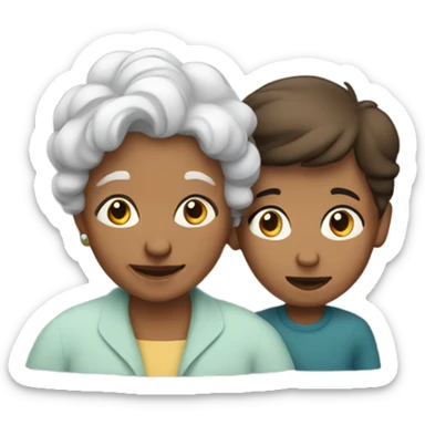 A grandmother with her boy sticker