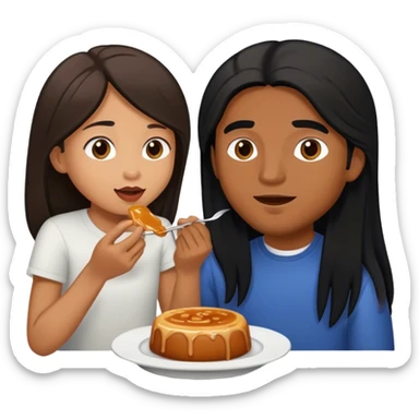 Caramel brown Guy with long black hair eating with brown hair Filipina sticker