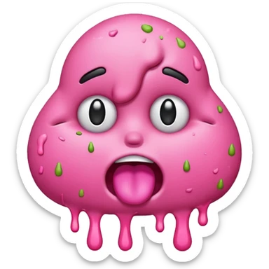 A vomiting emoji with pink vomit sticker