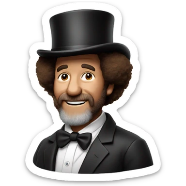 Bob Ross with a tophat sticker