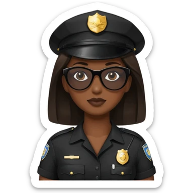 woman police wearing black dress with sun glasses sticker