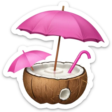 coconut drink with pink umbrella sticker