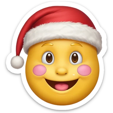 Smiling emoji with santa hat on sticker
