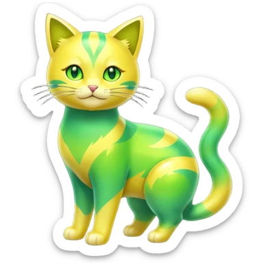 Green and Yellow Electrike-Amaura-Aurorus-Shiny-glorp-cat-fusion (full body) sticker