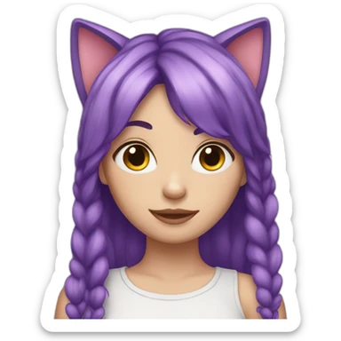 white girl with purple hair and cat ears sticker