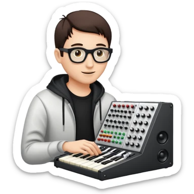 Music producer playing modular synth sticker
