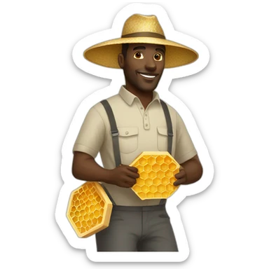 Tall black man beekeeper with honeycomb full body sticker