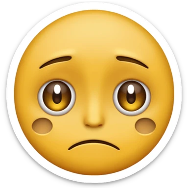 darkened yellow emoji face with wide, sad eyes and a frown sticker