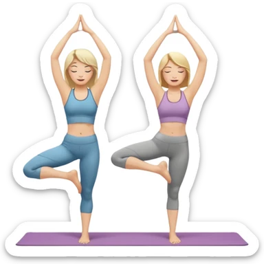 Two women doing yoga both blonde standing pose  sticker