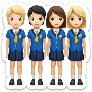 Display a complete set of women's school uniforms sticker