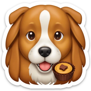 dog with reeces peanut butter cup sticker