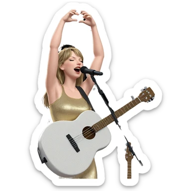 singing girl with guitar closed eyes sticker
