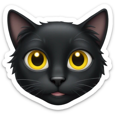 Long hair black cat with yellow eyes sticker