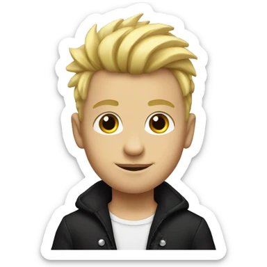 boy,Blonde Mohawk Hair, elegant and colorful dressed in black sticker
