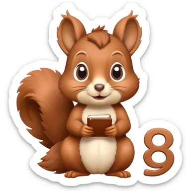 A cute squirrel is doing math problems sticker