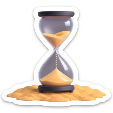 A visual representation of time passing: an hourglass with sand falling, or a clock with spinning hands, symbolizing the flow of time. sticker
