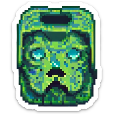 pixel art style Minecraft creeper face, simple and iconic sticker