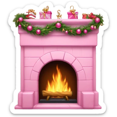 Pink christmas fireplace sticker