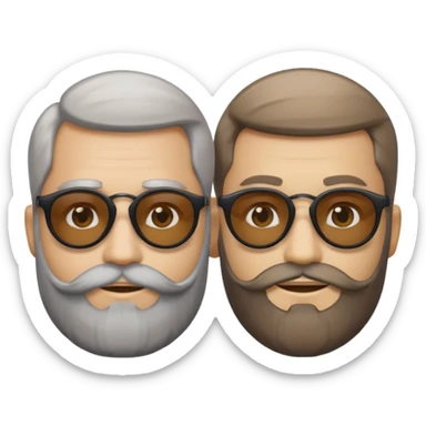 Van u make 2 cool emojis with shades side by side, both have faded hair, one of them should also have faded beard. Beneath the faded beared emoji should have the initials WQ and the other PJ sticker