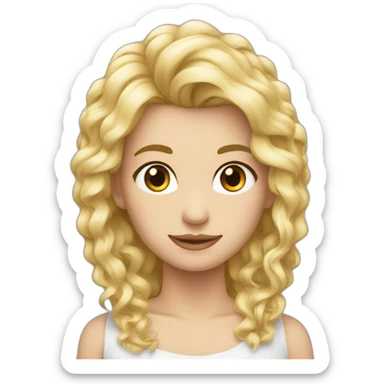 Rubia con pelo un poco ondulado y largo sin flequillo y con ojos azules  sticker