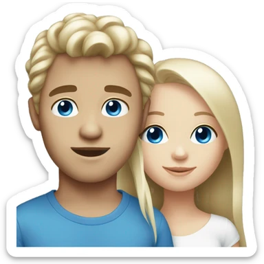 White brunette girl with white blonde blue eyed boy sticker