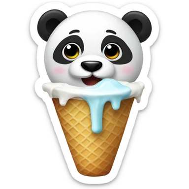 Panda eating ice cream sticker