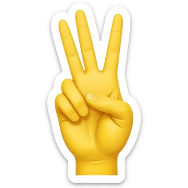 Right yellow hand
Peace sign but with thumb extended out  sticker