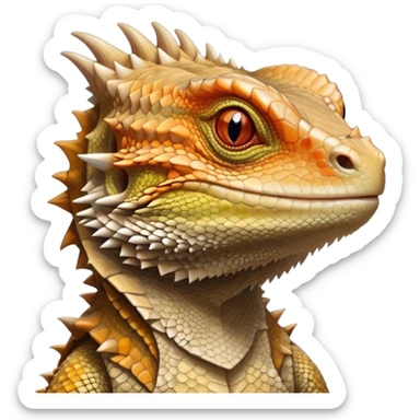cinematic-noble-bearded-dragon-portrait-emoji,-poised-and-regal,-with-a-robust,-angular-build-and-a-textured,-scaled-hide-in-earthy-olive-and-sandy-tones,-a-prominent-spiky-'beard'-beneath-its-chin-and-a-keen,-alert-gaze,-simplified sticker