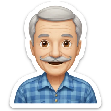mustached elderly man with vintage shirt sticker