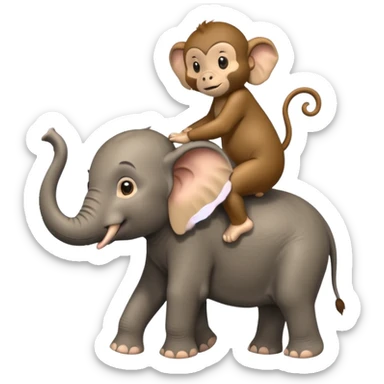 Elephant on monkey  sticker