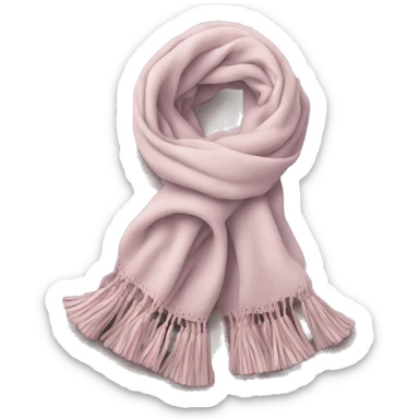 Scarf: pastel color, with a cozy texture, and tassels on the ends of the scarf. sticker