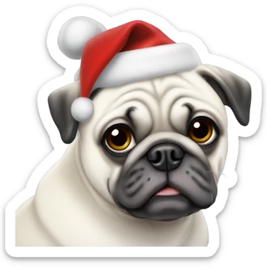 White pug Christmas  sticker