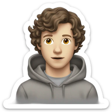 Jesse Eisenberg grey hoodie brown hair sticker