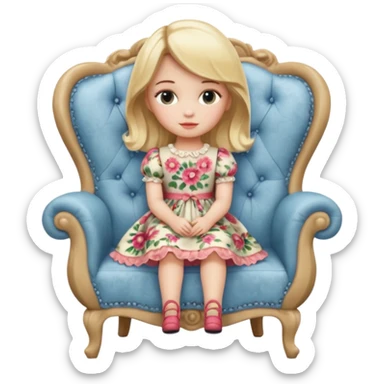 Blonde Doll Sitting On The Chair sticker