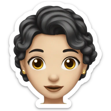 Beautiful girl, dark hair, fair skin, blue eyes, gold earrings sticker