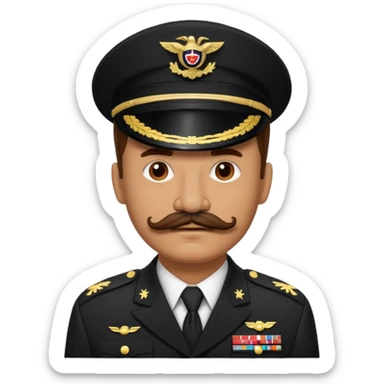Military general with a tony chaplain mustache sticker