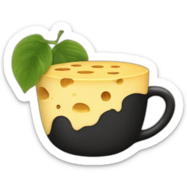 Allullita redonda con un queso de hoja con una taza de café negro  sticker