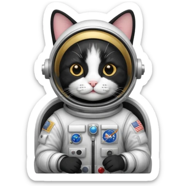 tuxedo cat Astronaut sticker