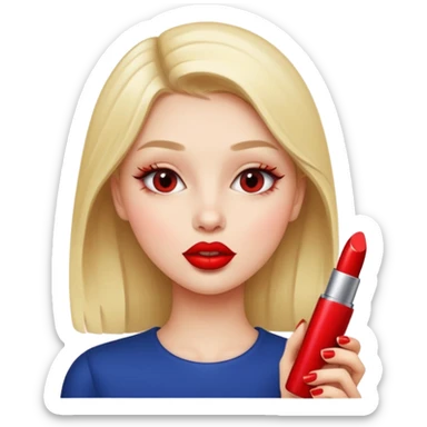 girl putting lipstick sticker