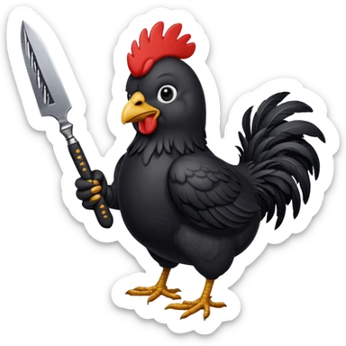 black chicken holding knive sticker