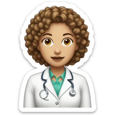 Female curly hair dermatologist sticker