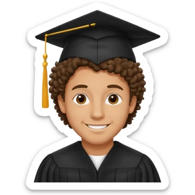 hombre moreno con pelo no tancrespo graduado con toga sticker