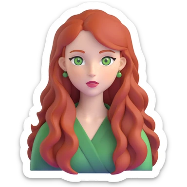 redhead with long hair and green eyes sticker