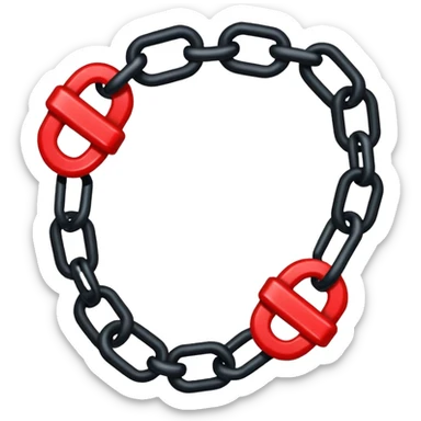 iOS sticker, broken chain, black links, red break, minimal sticker