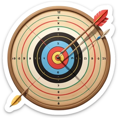 A bow with arrows drawn and ready, aimed at a target with concentric rings. The focus is on the elegance and precision of archery, with the target clearly visible in the background, symbolizing skill and concentration in the sport. sticker