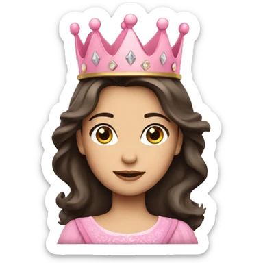 Brunette princess with pink crown  sticker
