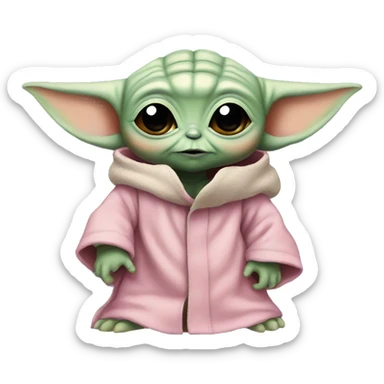 baby yoda with pink skin sticker
