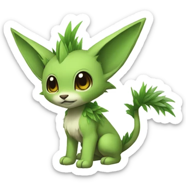 a anthro chibi-style grass-type-ground-type Fakémon-hybrid full body sticker