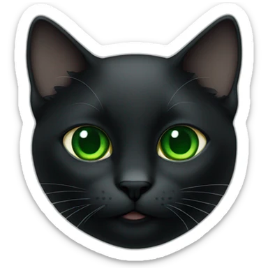 the cat is completely black with green eyes sticker